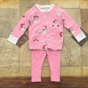 The Beaufort Bonnet Company Pink Santa Pajama Set
